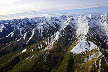 Aerial view of the Alaska Mountain Range, Alaska, USA, North America