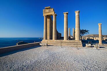 Roman columns, Roman temple, Acropolis of Lindos, Lindos, Rhodes, Dodecanese, Greece, Europe