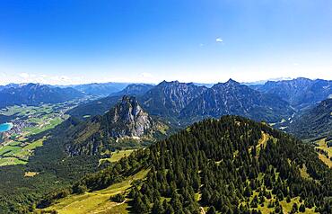 Drone photo, view to Sparber Rinnkogel and Rettenkogel, Osterhorngruppe, Salzkammergut, Land Salzburg, Austria, Europe