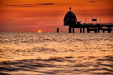 Sunrise on island Usedom near pier of Zinneowitz