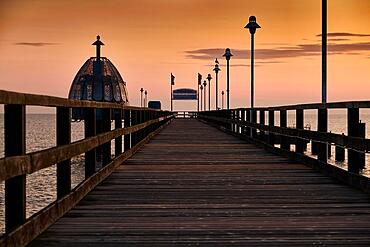 Sunrise on island Usedom near pier of Zinneowitz