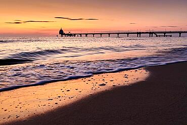 Sunrise on island Usedom near pier of Zinneowitz