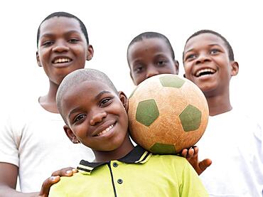 African boys with football ball