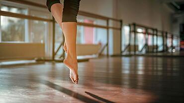 Close up female dancer feet