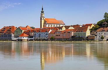 Schaerding with town parish church, Inn, Innviertel, Upper Austria, Austria, Europe