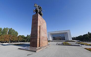 State Historical Museum and Manas Monument inspired by a traditional epic, Ala-Too Square, Bishkek, Kyrgyzstan, Asia