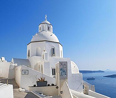 White-washed Church of St Minas, Agios Minas, Fira, Santorini, Greece, Europe