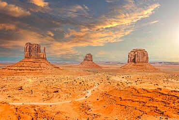 Monument Valley National Park at the Visitor Center at Orange Sunrise, Utah. United States