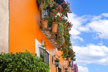 Mexico, Colorful Puebla streets and colonial architecture in Zocalo historic city center, Central America