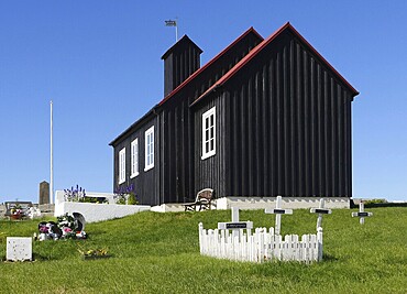 The wooden church of Hafnir on the Reykjanes peninsula in Iceland