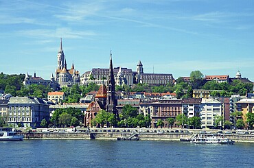 Skyline of budapest with bastei and church in summer