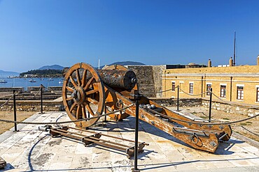 Old cannon on the Old Fortress in Kerkyra, Corfu