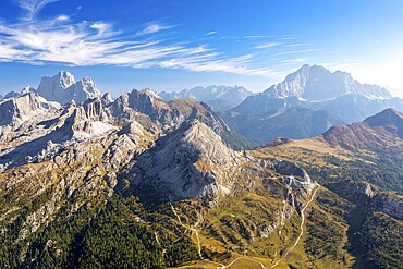 View from the summit of the Lagazuoi, Dolomites, Italy, Europe