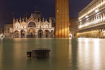 Flood, Acqua Alta, on St Mark's Square in Venice on 12 November 2019