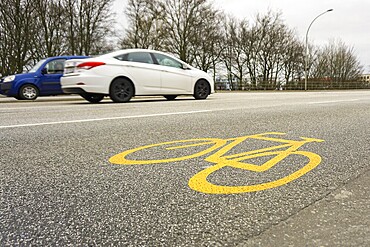 Cycle path sign on a road Sign for cycle path on a road