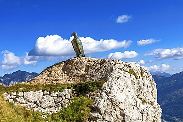 Christomanno's monument above the Carezza Pass in Catinaccio, South Tyrol