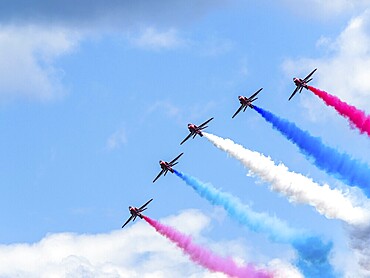 Red Arrows, Royal Air Force Aerobatic Team, Airshow 2024, Teignmouth, Devon, England, United Kingdom, Europe