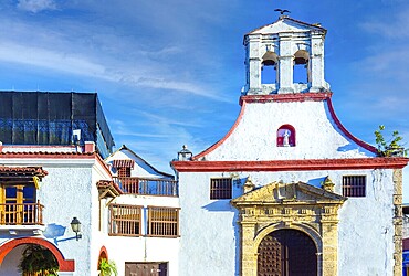 Colombia, Scenic colorful streets of Cartagena in historic Getsemani district near Walled City, Ciudad Amurallada, a UNESCO world heritage site, South America