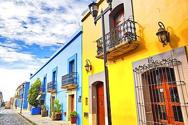 Oaxaca city, Scenic old city streets and colorful colonial buildings in historic city center