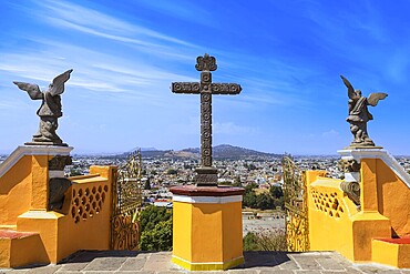 Mexico, Cholula, Our lady of Remedies catholic church built on top of pyramid in Puebla state, Central America