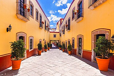 Zacatecas, Mexico, colourful colonial old city streets in historic centre near central cathedral, Central America