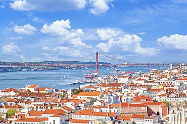 Scenic panoramic views of Lisbon from Saint George Castle (Sao Jorge) lookout