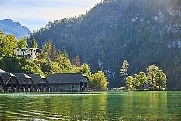 Lake Koenigssee in autumn, Alps, Bavaria, Germany, Europe