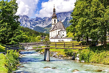 Church of St Sebastian in the Bavarian Alps in Ramsau near Berchtesgaden, Germany, Europe