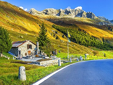 View of road James Bond Street to pass Furkapass, valley of Urserental, Kanton Uri, Swiss Alps, Switzerland, Europe