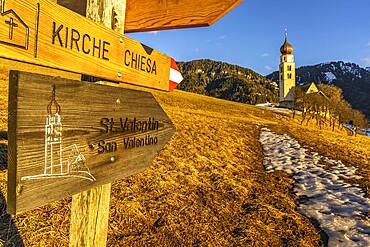 Evening atmosphere at St Valentin, Seis, South Tyrol, Italy, Europe