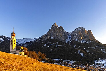 Evening atmosphere at St Valentin, Seis, South Tyrol, Italy, Europe