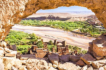 View of Ait Benhaddou Kasbah, Ait Ben Haddou, Ouarzazate, Morocco, Africa