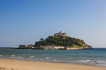 Island of St Michael's Mount at high tide, Marazion, Cornwall, England, United Kingdom, Europe
