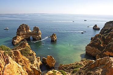View from above of Praia dos Pinheiros, Lagos, Algarve, Portugal, Europe