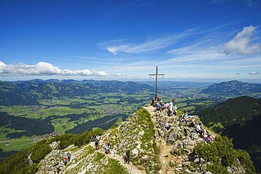Panorama from the Rubihorn, 1957m, into the Illertal, Allgäu, Bavaria, Germany, Europe