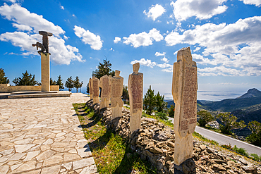 Amiras memorial commemorating the destruction of villages in southern Crete and the shooting of more than 350 villagers by German troops during the Second World War, Amiras, Greece, Europe