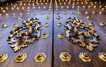 Seville, Spain. Old door detail, made of wood, 200 years old