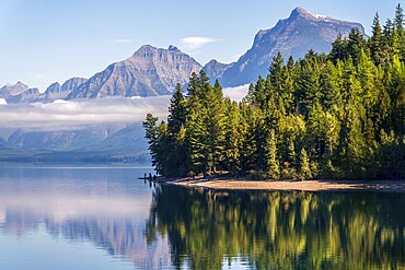 LAKE MCDONALD, MONTANA/USA - SEPTEMBER 20 : View of Lake McDonald in Montana on September 20, 2013. Unidentified people