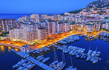 View of the city of Monaco on French Riviera after sunset