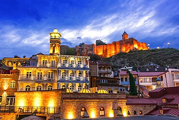 View of the Old Town of Tbilisi, Georgia after sunset