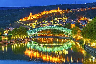 Panoramic view of Tbilisi, Georgia after sunset