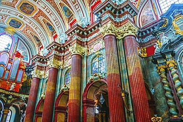 POZNAN, POL - NOV 27, 2018: Interior of Fara, St. Mary's Basilica in Poznan, Poland, Europe