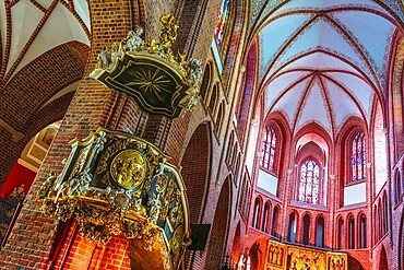 POZNAN, POL - NOV 27, 2018: Interior of Archcathedral Basilica of St. Peter and St. Paul in Poznan, one of the oldest churches in Poland