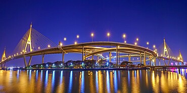 Panorama, The Bhumibol Bridge1 or Industrial Ring Bridge in sunset