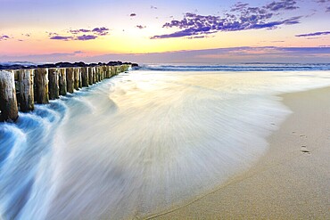 Sunset on the beach of Vieux Boucau Les Bains close to Biarritz in France