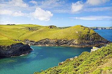 Cove near Port Quin with deep blue sea, Cornwall, UK