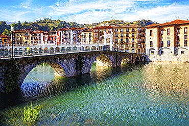 Beautiful bridge was built across the river Oria. Tholosa is small old town with interesting and unusual architecture. Basque country