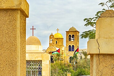 Qasr el Yahud. Place of the Baptism of Jesus Christ on the Jordan River in Israel - Bethabara. Greek Orthodox Church of John the Baptist