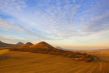 Sunrise in Central Bohemian Highlands, Czech Republic. Central Bohemian Uplands is a mountain range located in northern Bohemia. The range is about 80 km long