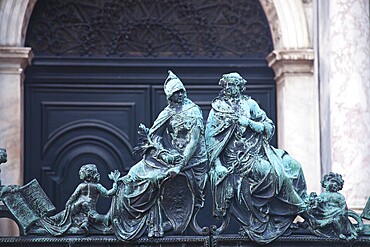 Statues near San Marco Campanile, Venice, Italy, Europe